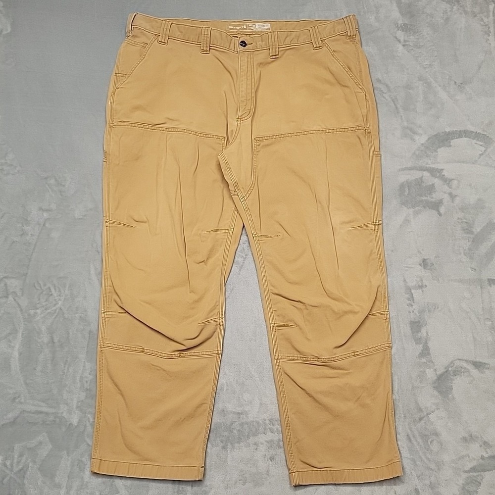 Carhartt Pants Men 44x30 Brown Double Knee Canvas Rugged Flex Relaxed Fit BN2802